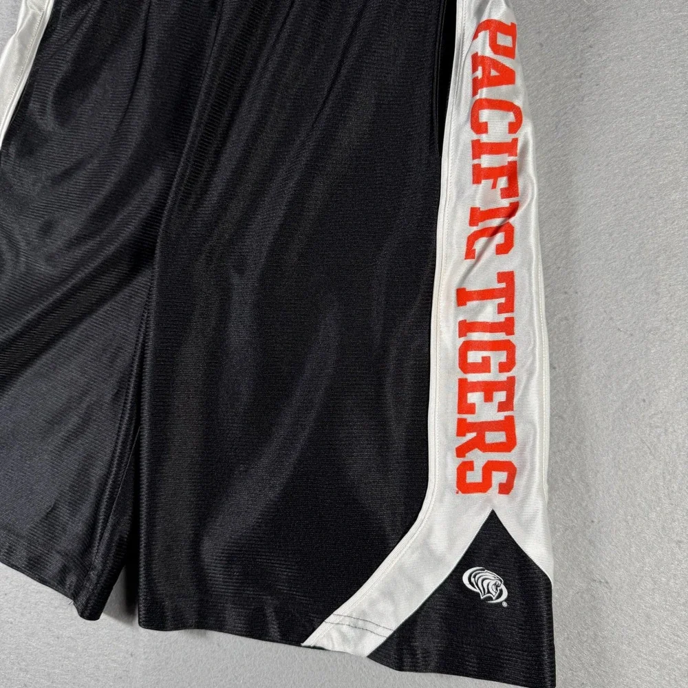 Vintage‎ Champion Mens Pacific Tigers Basketball Mesh Shorts Black White Small